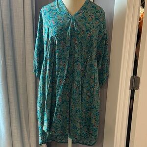 Natural Life Teal Floral Boho Tunic Dress